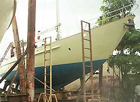 hull of sailing yacht monsoon